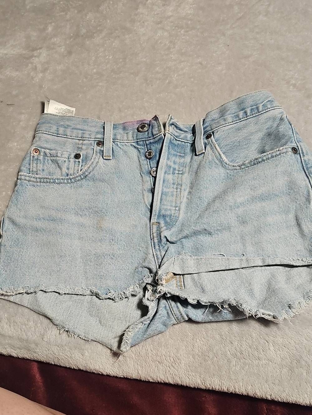 Signature by Levi Strauss Light Blue Cutoff Denim Shorts with Frayed Hem
